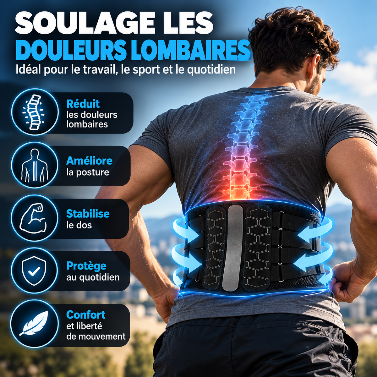 Ceinture de maintien lombaire Yverse vue de face